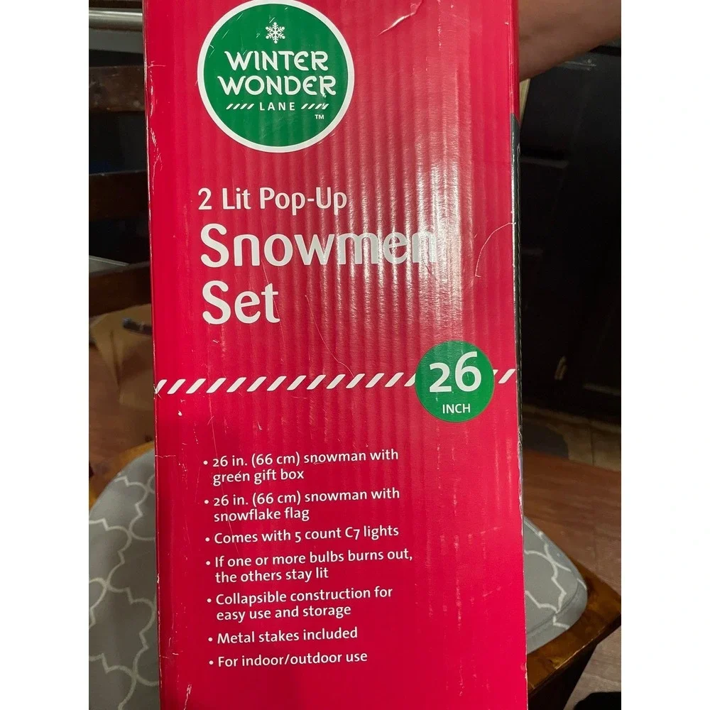 White Wonder Lane‎ 2 Lit Pop Up Snowmen Set Snowman Lawn Decor Collapsible